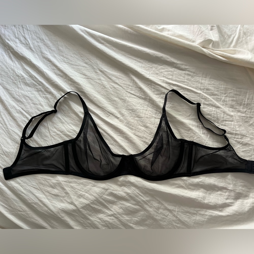 Skims Mesh Underwire Scoop Bra Black 36C